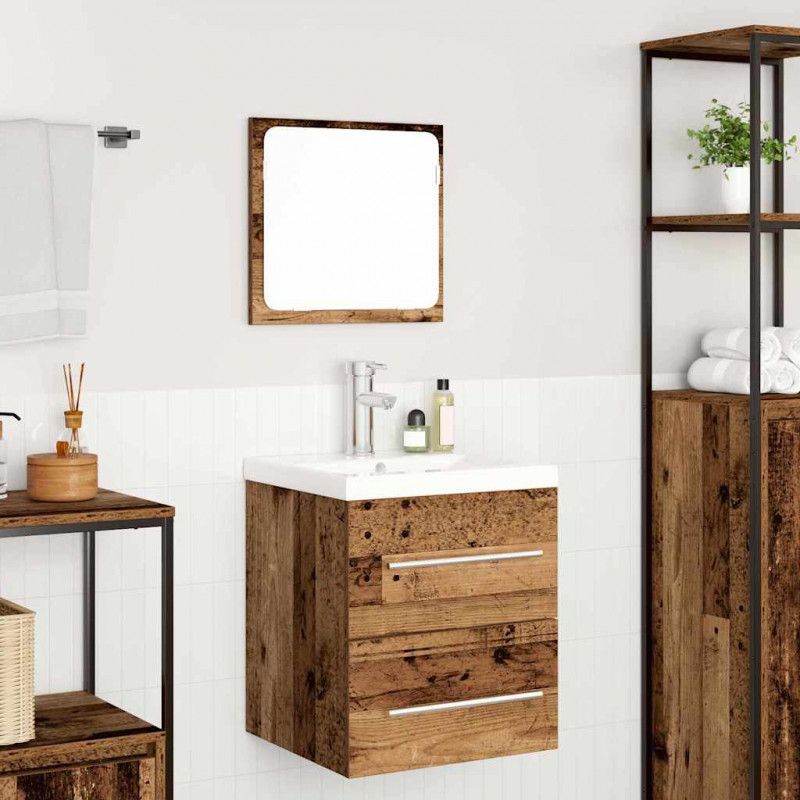 Zestaw mebli łazienkowych z szufladą 2 pcs Stare drewno