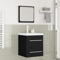 Zestaw mebli łazienkowych z szufladą Z lustrem 2 pcs Czarny Dąb