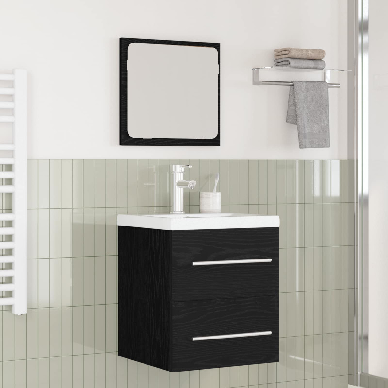 Zestaw mebli łazienkowych z szufladą Z lustrem 2 pcs Czarny Dąb