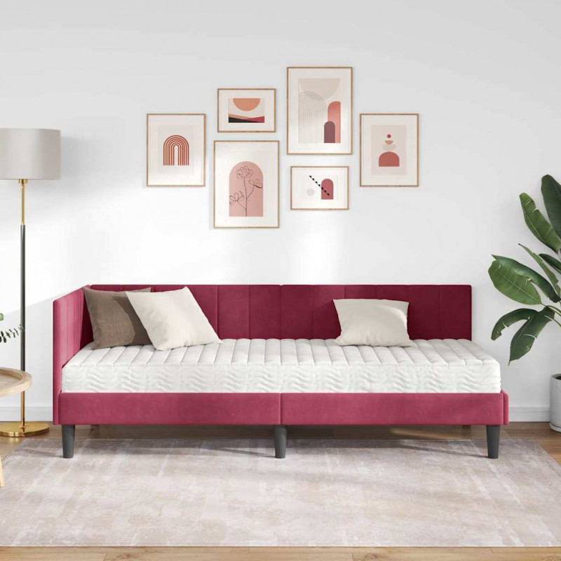 Rama Łóżka Narożnego z Materacem 2 pcs Zielony Aksamit