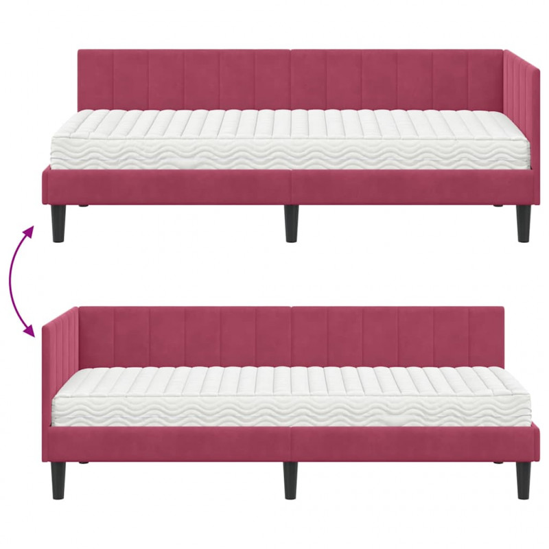 Rama Łóżka Narożnego z Materacem 2 pcs Zielony Aksamit