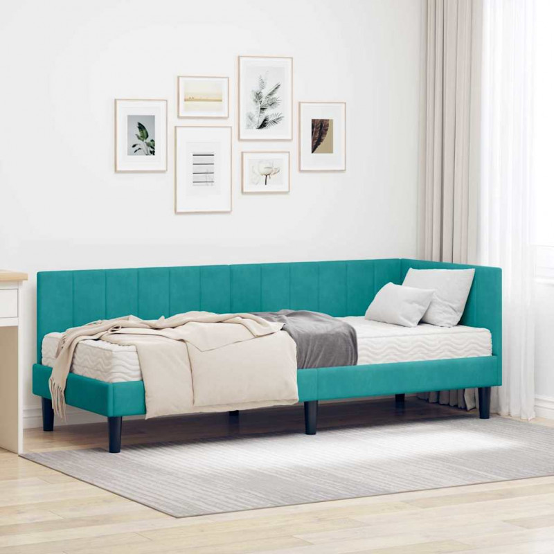 Rama Łóżka Narożnego z Materacem 2 pcs Turkusowy Aksamit