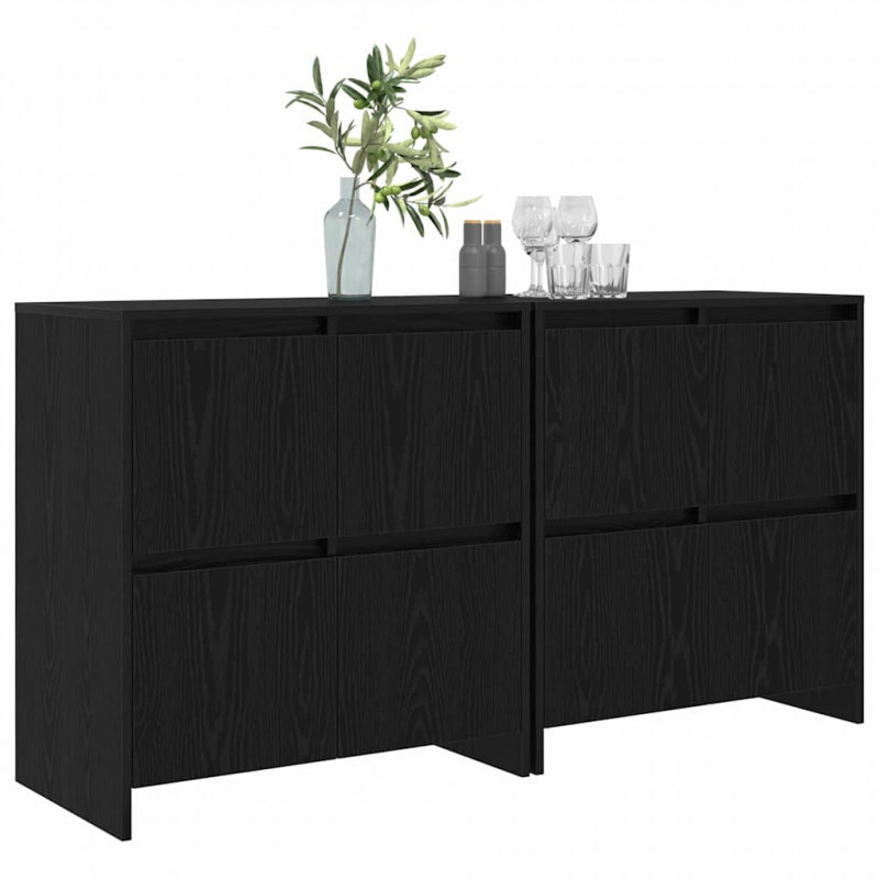 Komody 2 pcs Czarny dąb 70 x 41 x 75 cm Materiał drewnopochodny