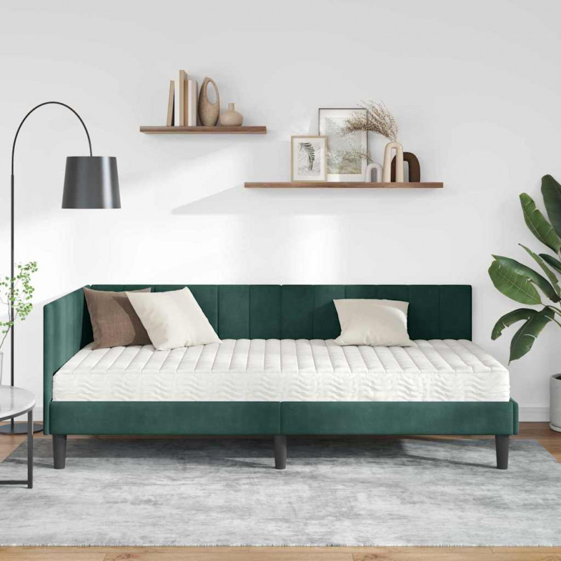 Rama Łóżka Narożnego z Materacem 2 pcs Zielony Aksamit
