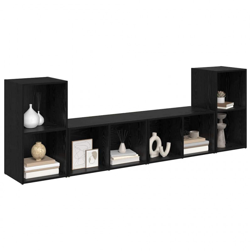 Zestaw szafek RTV 4 pcs Czarny Dąb 37 x 37 x 72 cm