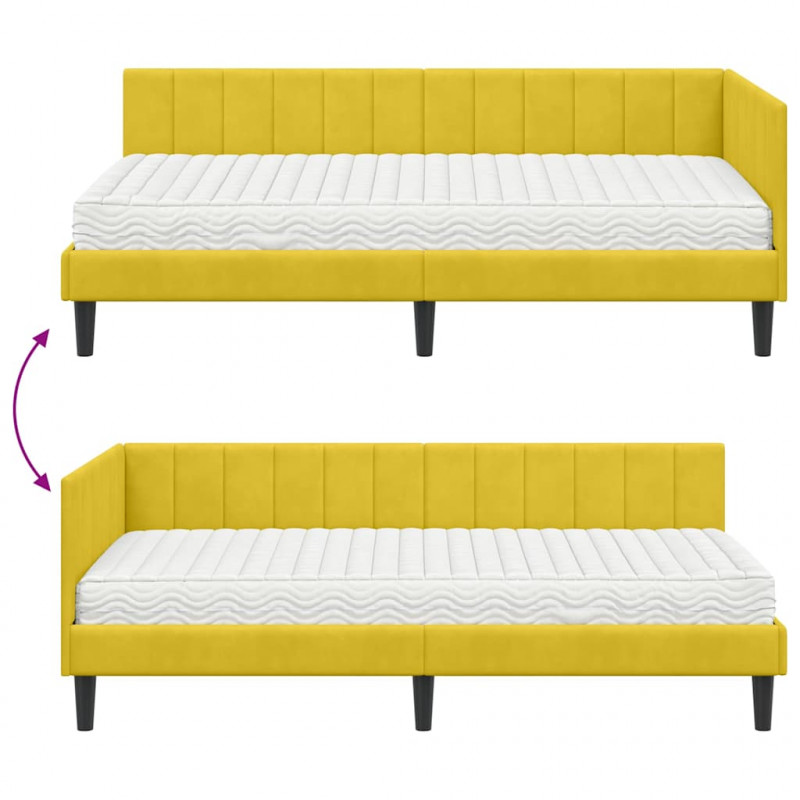 Rama Łóżka Narożnego z Materacem 2 pcs Żółty Aksamit