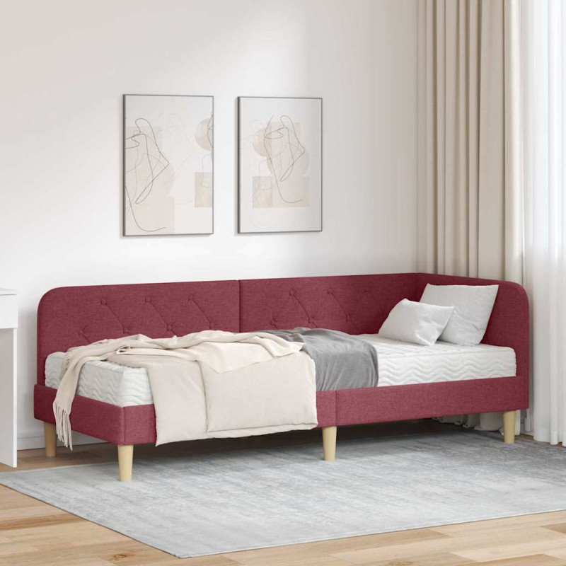 Rama łóżka narożnego Czerwone wino 80 x 200 cm tkanina
