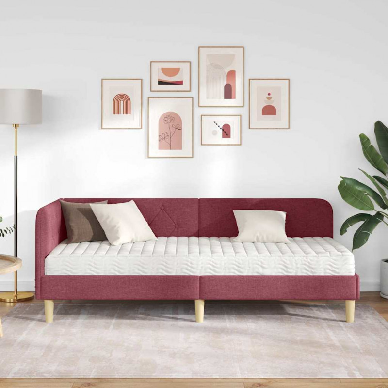 Rama łóżka narożnego Czerwone wino 80 x 200 cm tkanina