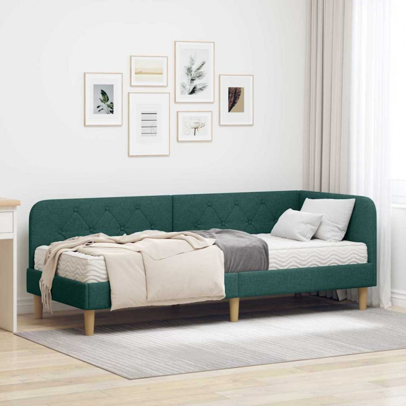 Rama łóżka narożnego Ciemna zieleń 80 x 200 cm tkanina