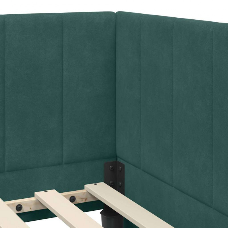 Rama Łóżka Narożnego z Materacem 2 pcs Zielony Aksamit