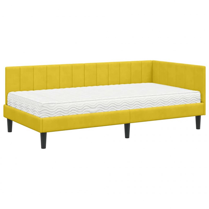 Rama Łóżka Narożnego z Materacem 2 pcs Żółty Aksamit