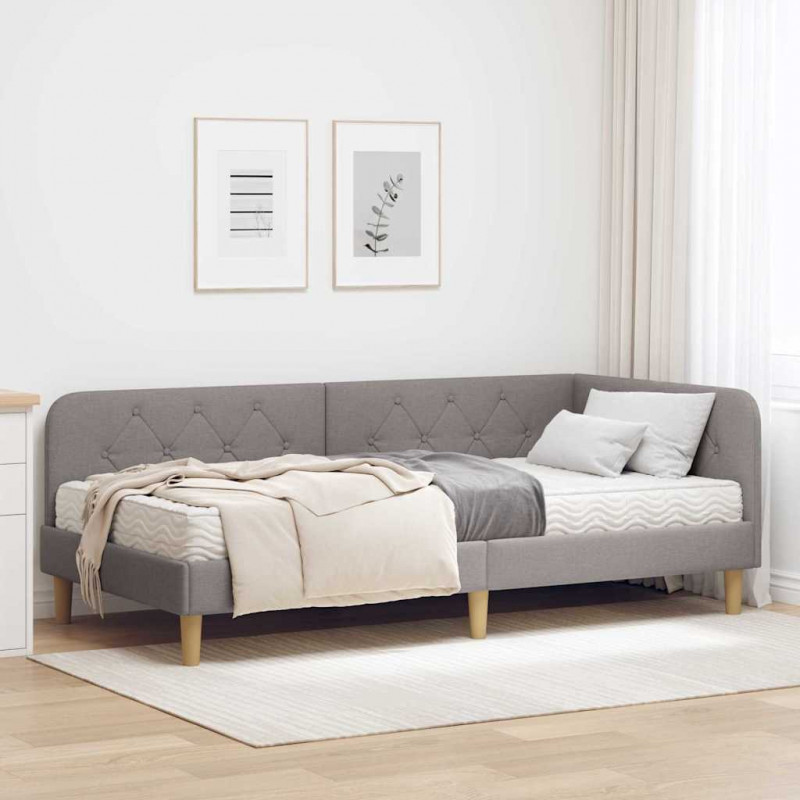 Rama łóżka narożnego Ciemnoszary 90 x 190 cm tkanina