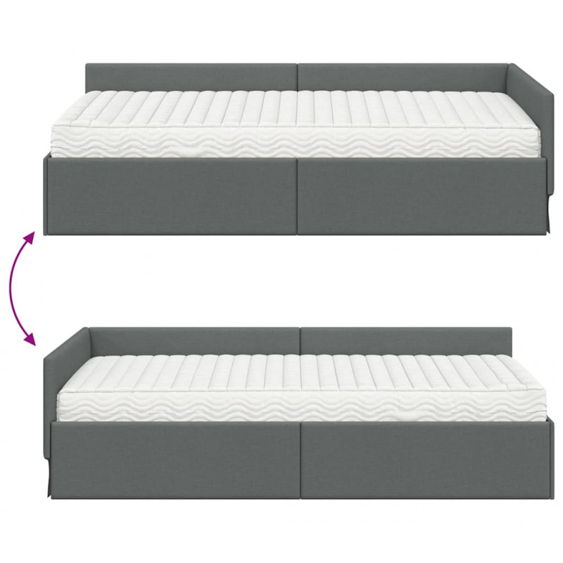 Rama Łóżka Narożnego z Materacem Inny 2 pcs Szary tkanina
