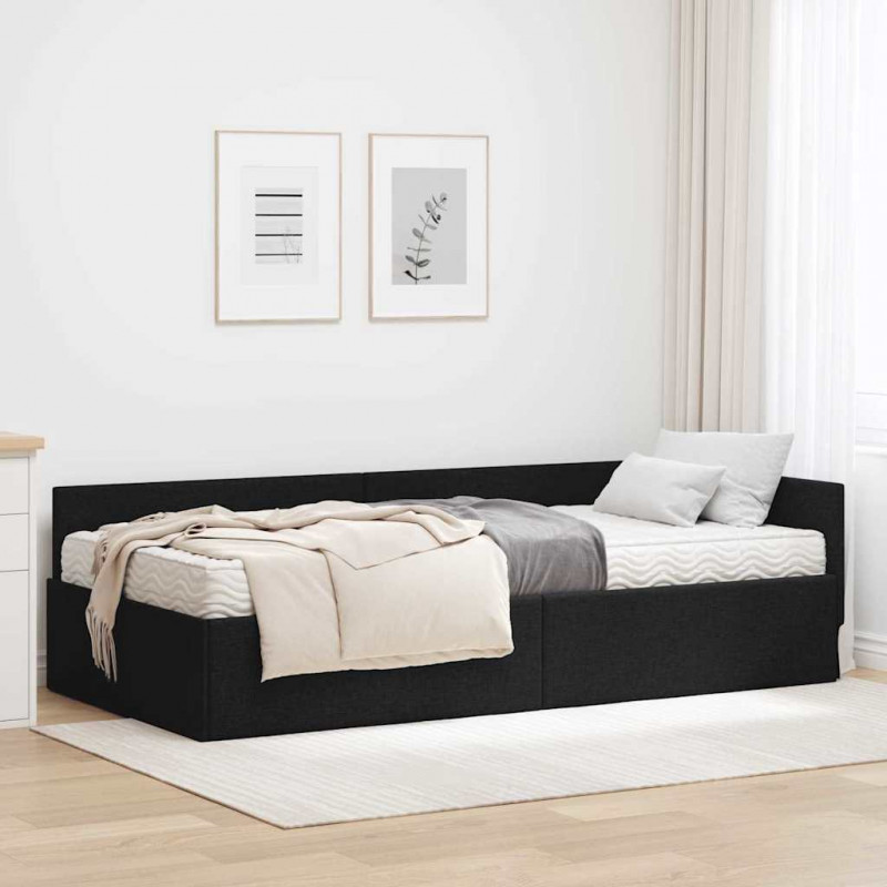 Rama Łóżka Narożnego z Materacem Inny 2 pcs Czarny tkanina