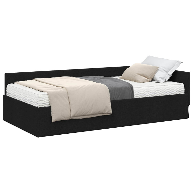 Rama Łóżka Narożnego z Materacem Inny 2 pcs Czarny tkanina