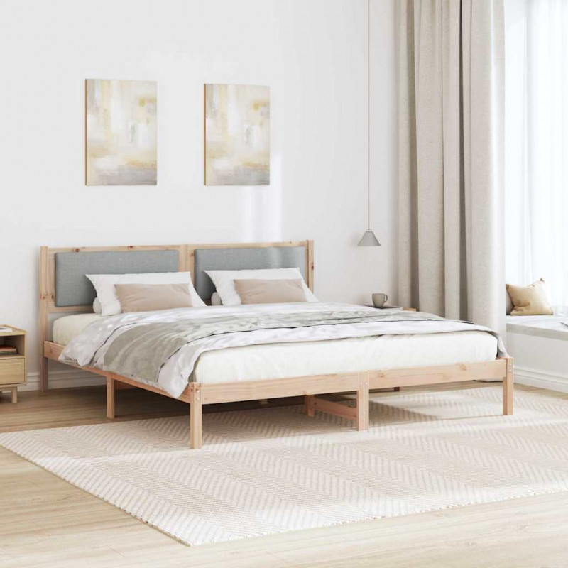 Ramka łóżka Jasnoszary 200 x 200 cm Lite drewno sosnowe