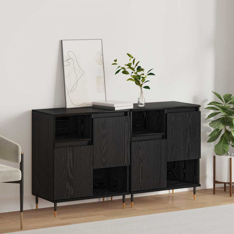 Komody 2 pcs Czarny dąb 120 x 35 x 70 cm