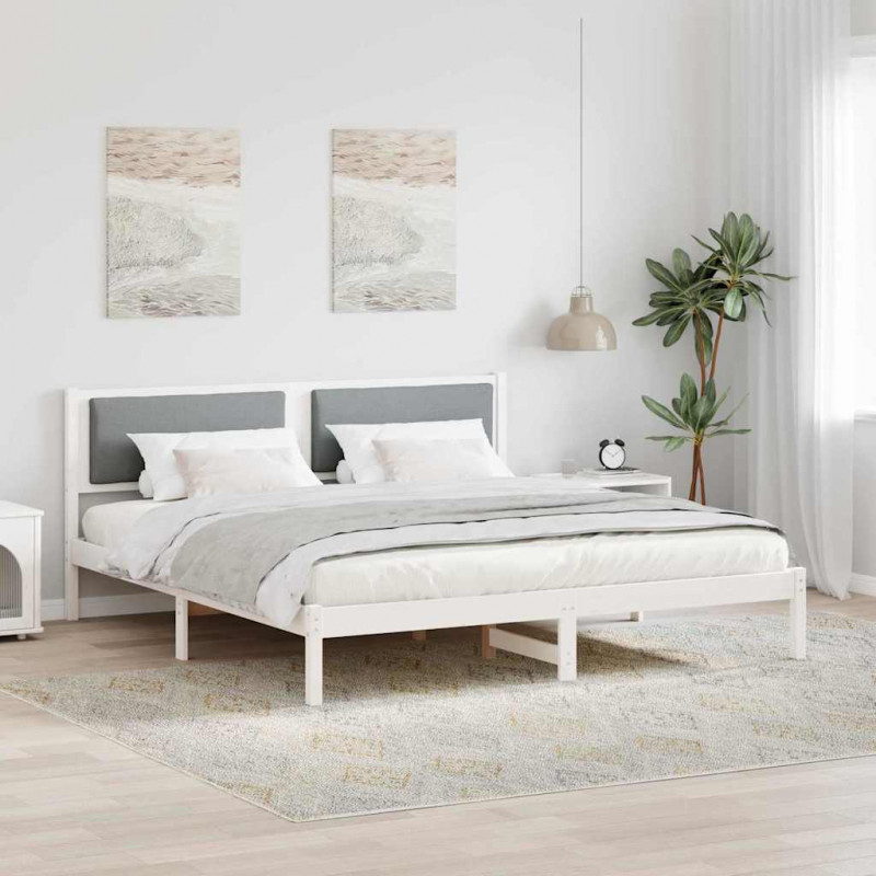 Ramka łóżka Jasnoszary 200 x 200 cm Lite drewno sosnowe