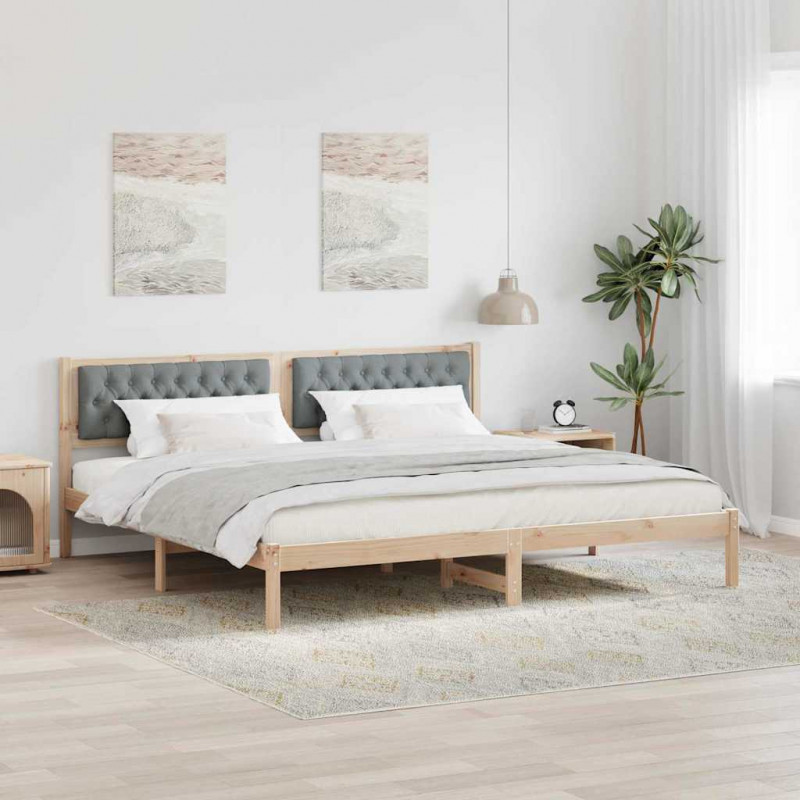 Ramka łóżka Jasnoszary 200 x 200 cm Lite drewno sosnowe