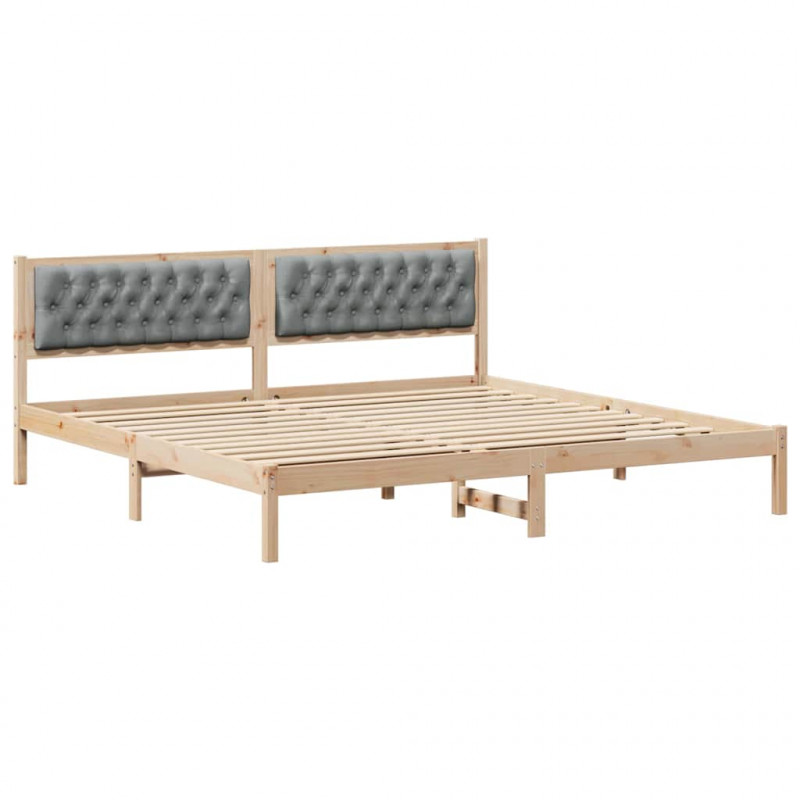 Ramka łóżka Jasnoszary 200 x 200 cm Lite drewno sosnowe