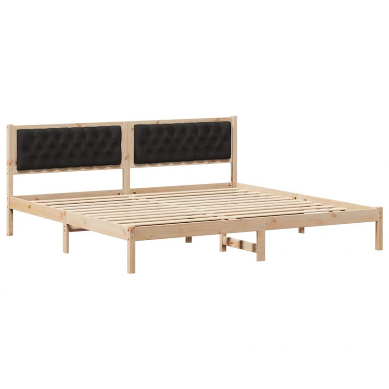 Ramka łóżka Czarny 200 x 200 cm Lite drewno sosnowe