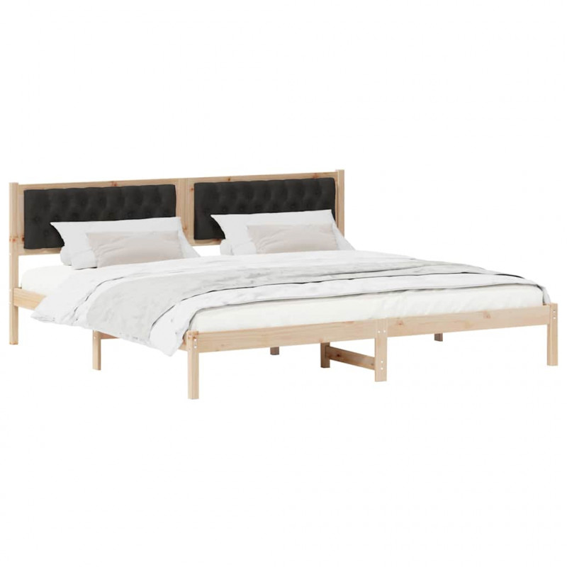 Ramka łóżka Czarny 200 x 200 cm Lite drewno sosnowe