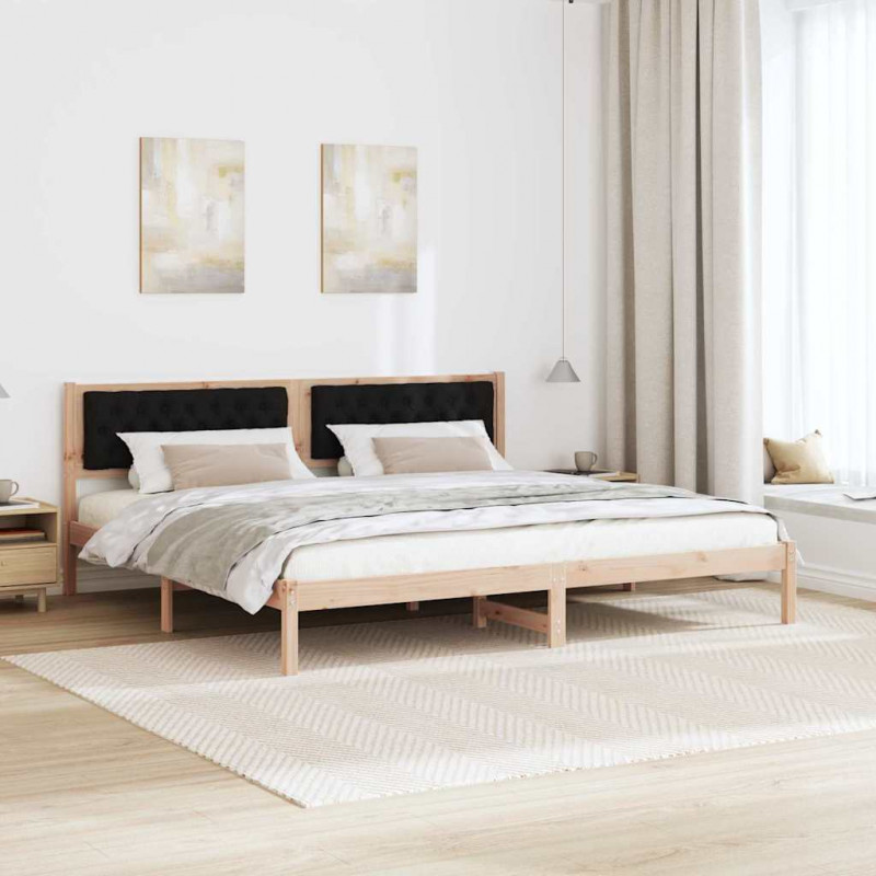 Ramka łóżka Czarny 200 x 200 cm Lite drewno sosnowe