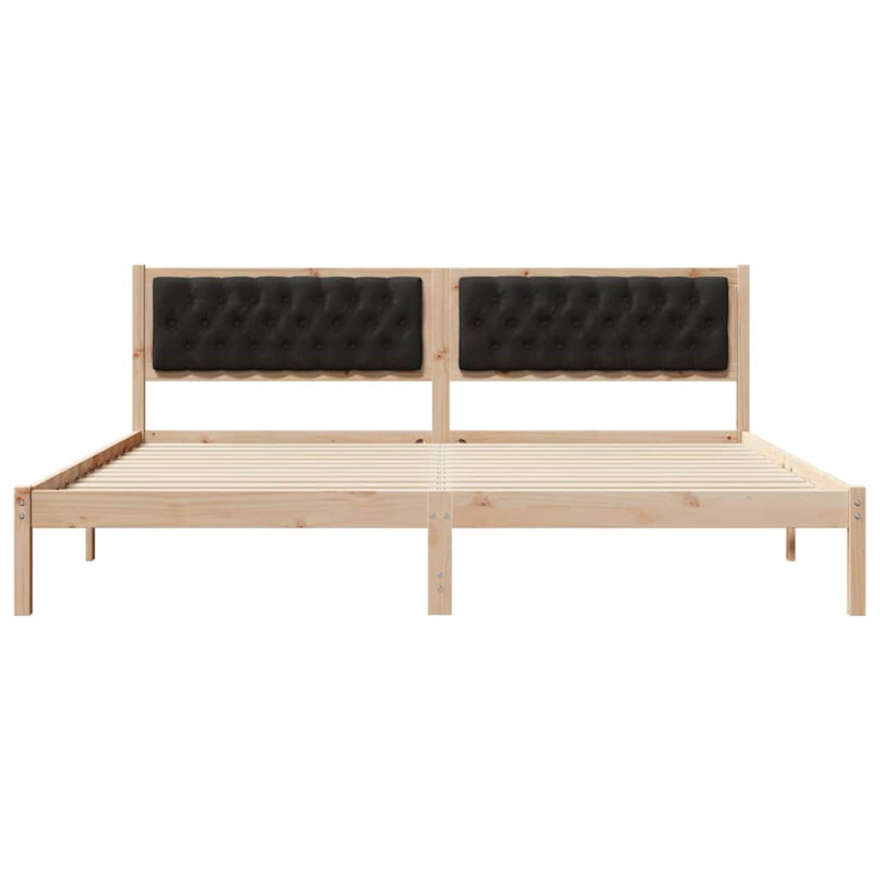 Ramka łóżka Czarny 200 x 200 cm Lite drewno sosnowe