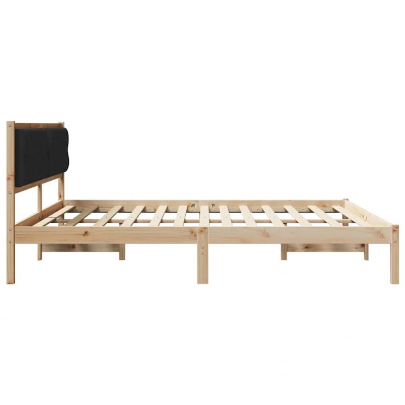 Ramka łóżka Czarny 200 x 200 cm Lite drewno sosnowe