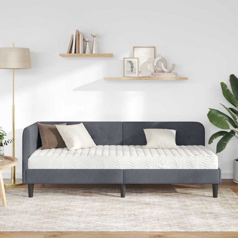 Rama łóżka narożnego Ciemnoszary 80 x 200 cm Aksamit