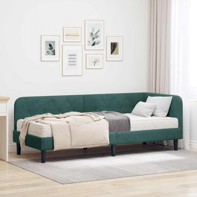 Rama łóżka narożnego Ciemna zieleń 80 x 200 cm Aksamit