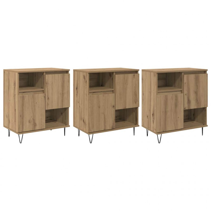 Bufet 3 pcs Dąb rzemieślniczy 60 x 35 x 70 cm