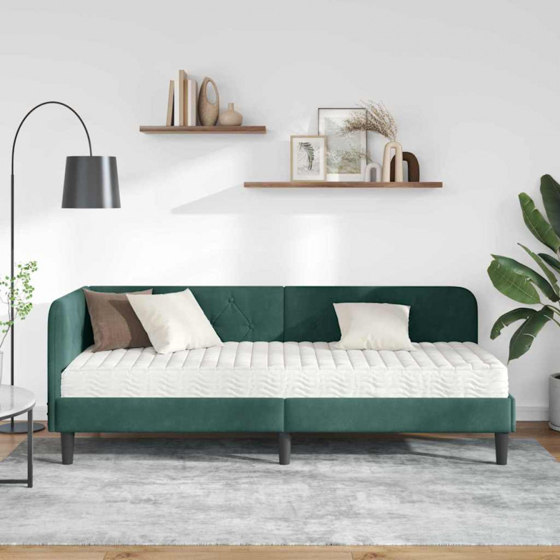 Rama łóżka narożnego Ciemna zieleń 80 x 200 cm Aksamit