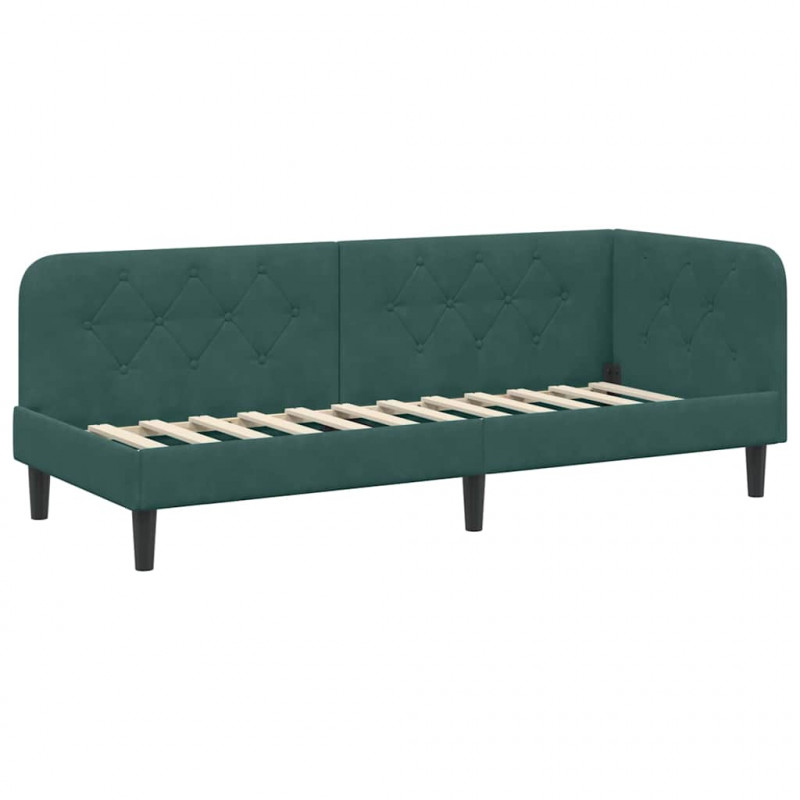 Rama łóżka narożnego Ciemna zieleń 80 x 200 cm Aksamit