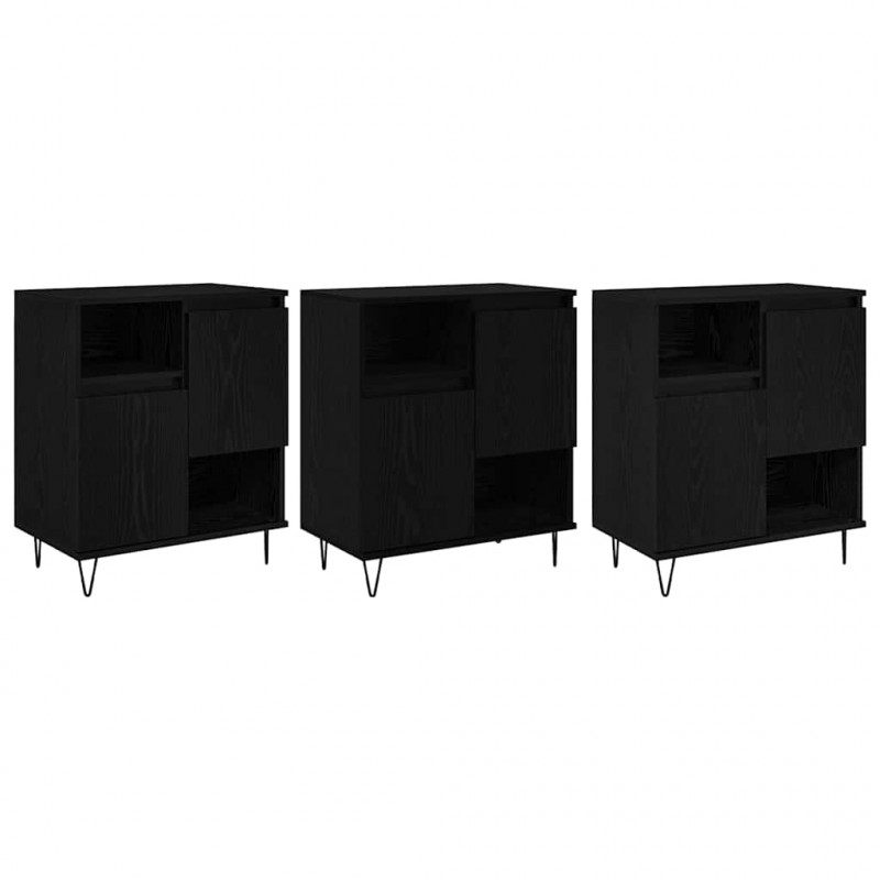 Bufet 3 pcs Czarny Dąb 60 x 35 x 70 cm