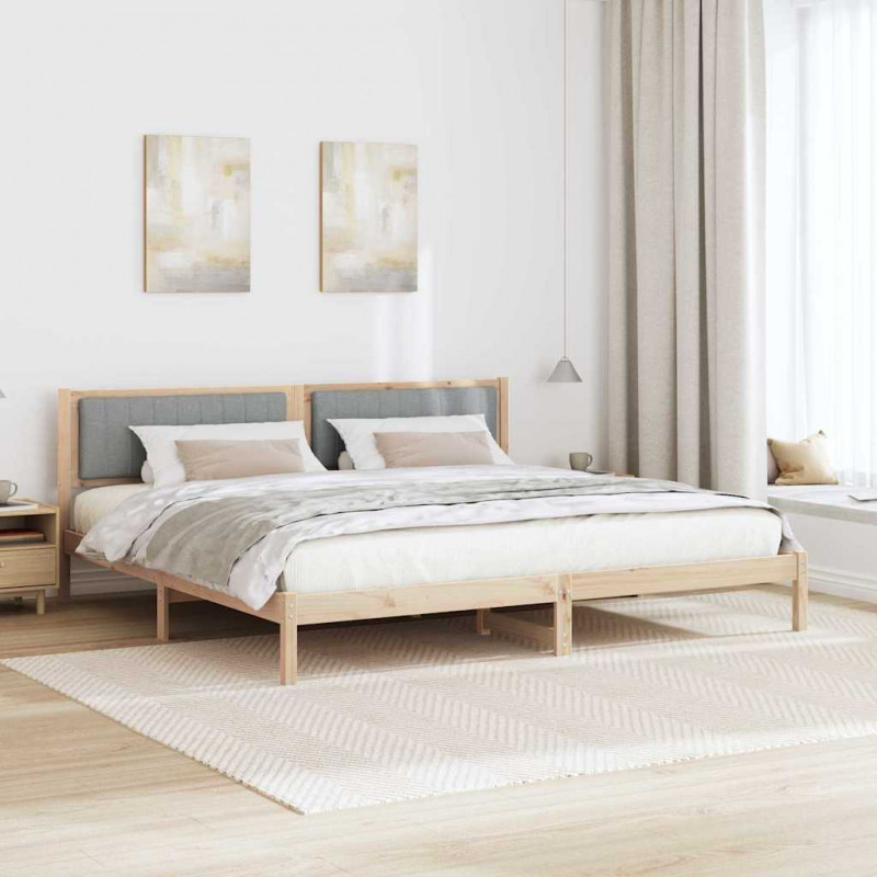 Ramka łóżka Jasnoszary 200 x 200 cm Lite drewno sosnowe