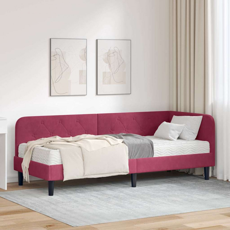Rama łóżka narożnego Czerwone wino 80 x 200 cm Aksamit