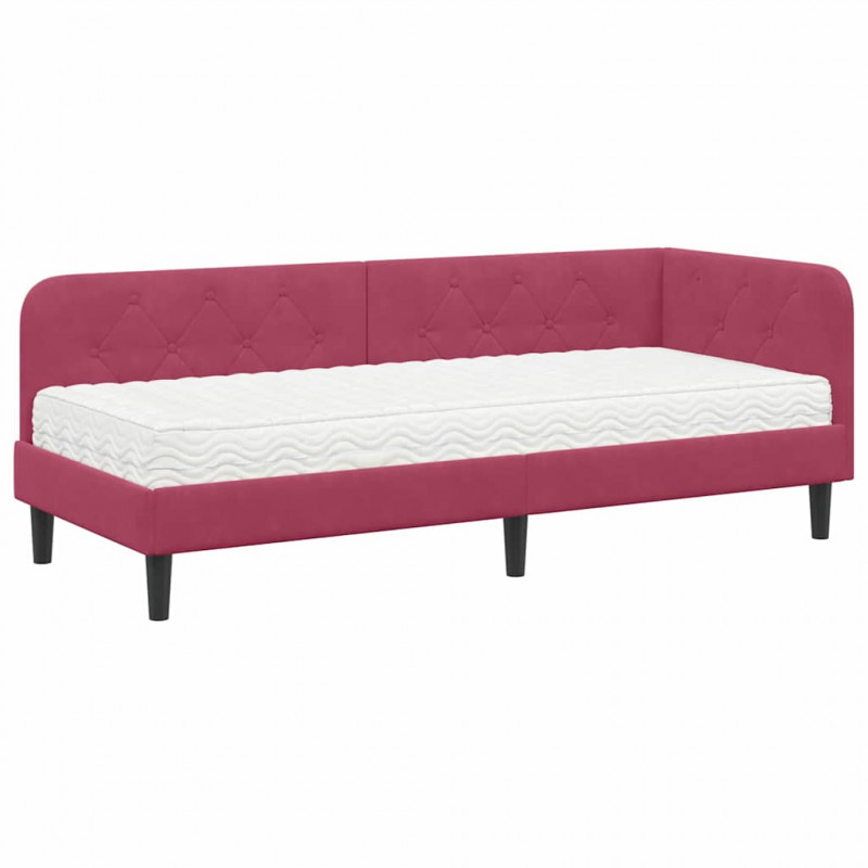 Rama łóżka narożnego Czerwone wino 80 x 200 cm Aksamit
