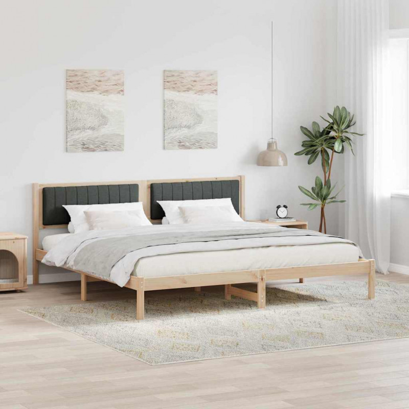 Ramka łóżka Ciemnoszary 200 x 200 cm Lite drewno sosnowe