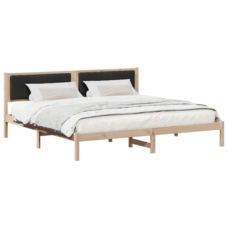 Ramka łóżka Czarny 200 x 200 cm Lite drewno sosnowe