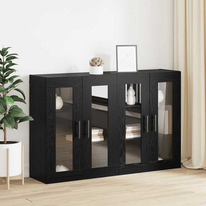 Szafki montowane na ścianie 2 pcs Czarny dąb 69,5 x 34 x 90 cm
