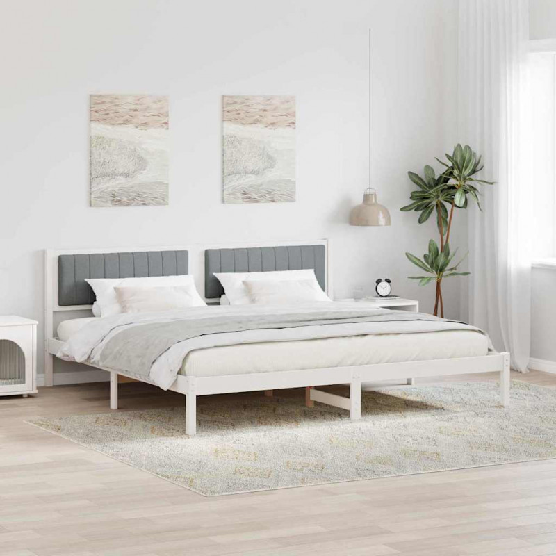 Ramka łóżka Jasnoszary 200 x 200 cm Lite drewno sosnowe