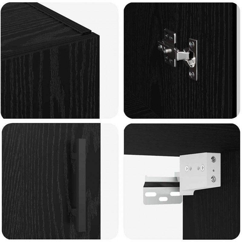 Szafki montowane na ścianie 2 pcs Czarny dąb 69,5 x 34 x 90 cm