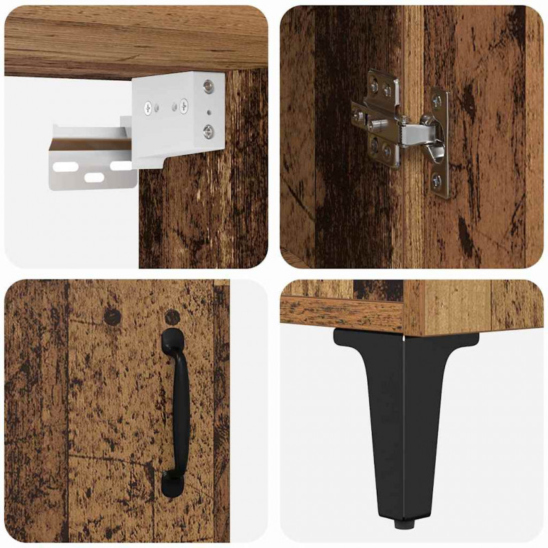 Highboard 2 pcs Stare drewno Materiał drewnopochodny