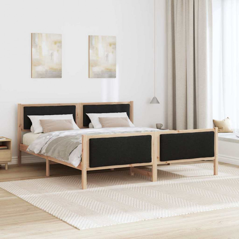 Ramka łóżka Z zagłówkiem Czarny 200 x 200 cm tkanina