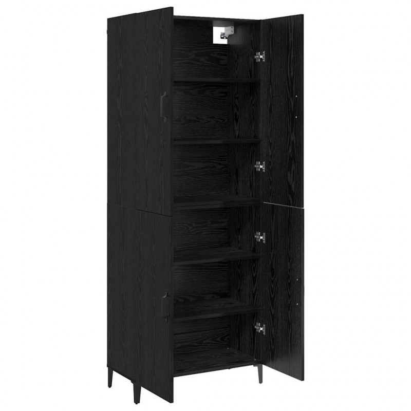 Highboard 2 pcs Czarny Dąb Materiał drewnopochodny