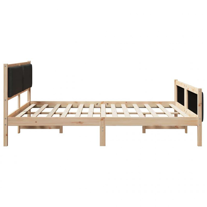 Ramka łóżka Z zagłówkiem Czarny 200 x 200 cm tkanina