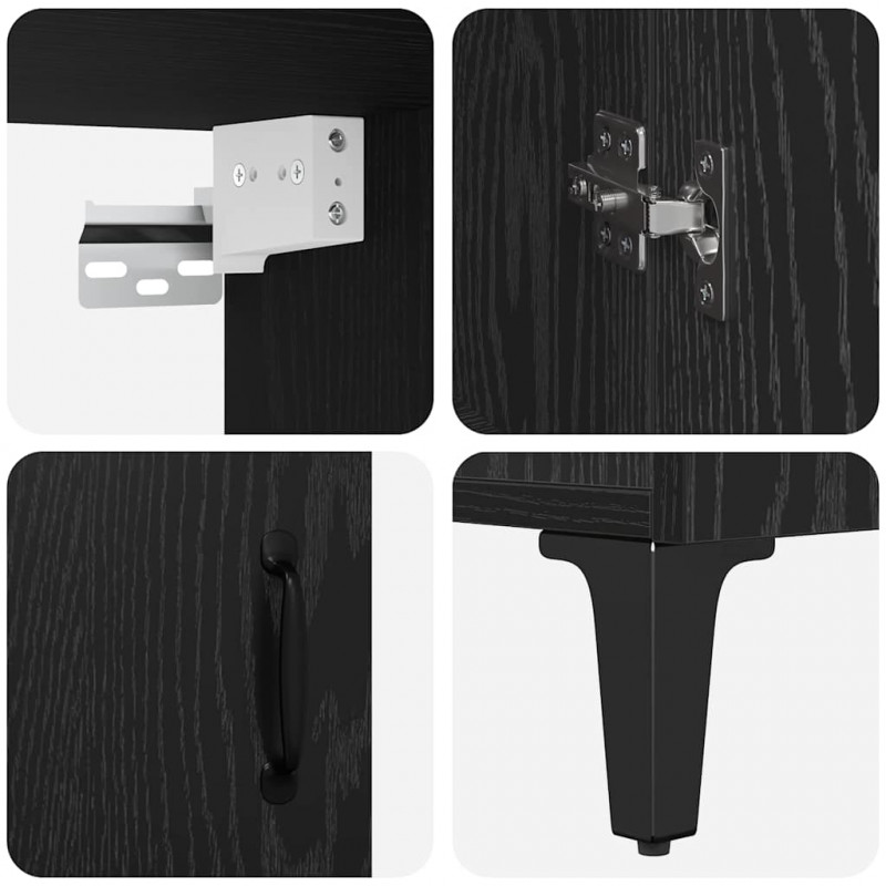 Highboard 2 pcs Czarny Dąb Materiał drewnopochodny