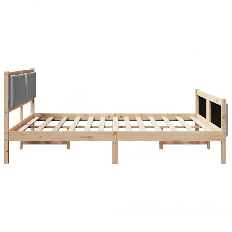 Ramka łóżka Z zagłówkiem Jasnoszary 180 x 200 cm tkanina