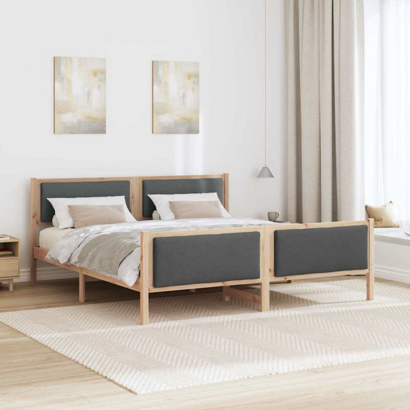 Ramka łóżka Z zagłówkiem Ciemnoszary 180 x 200 cm tkanina